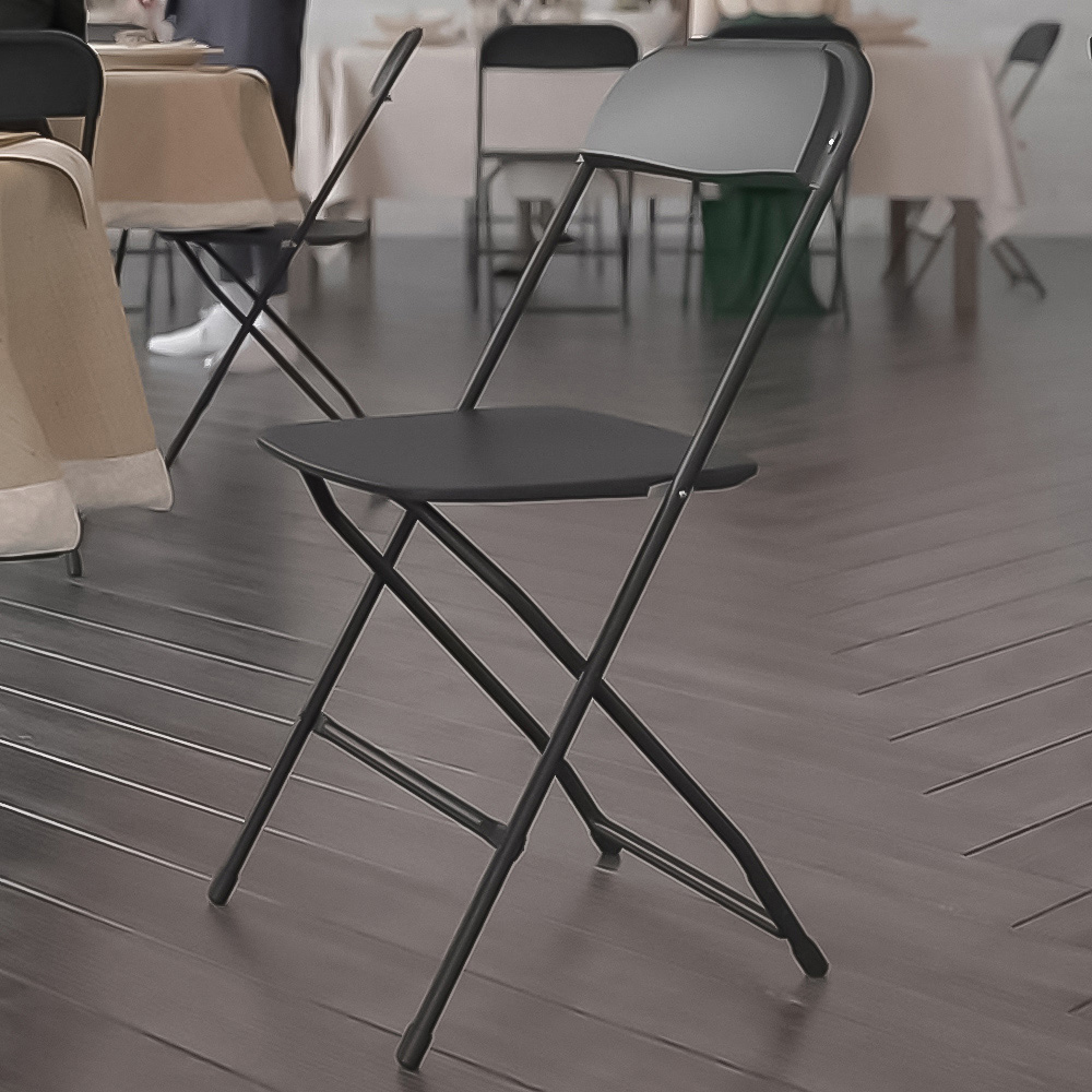 FWStyle Set of 10 Black Folding Plastic Chair Image 1