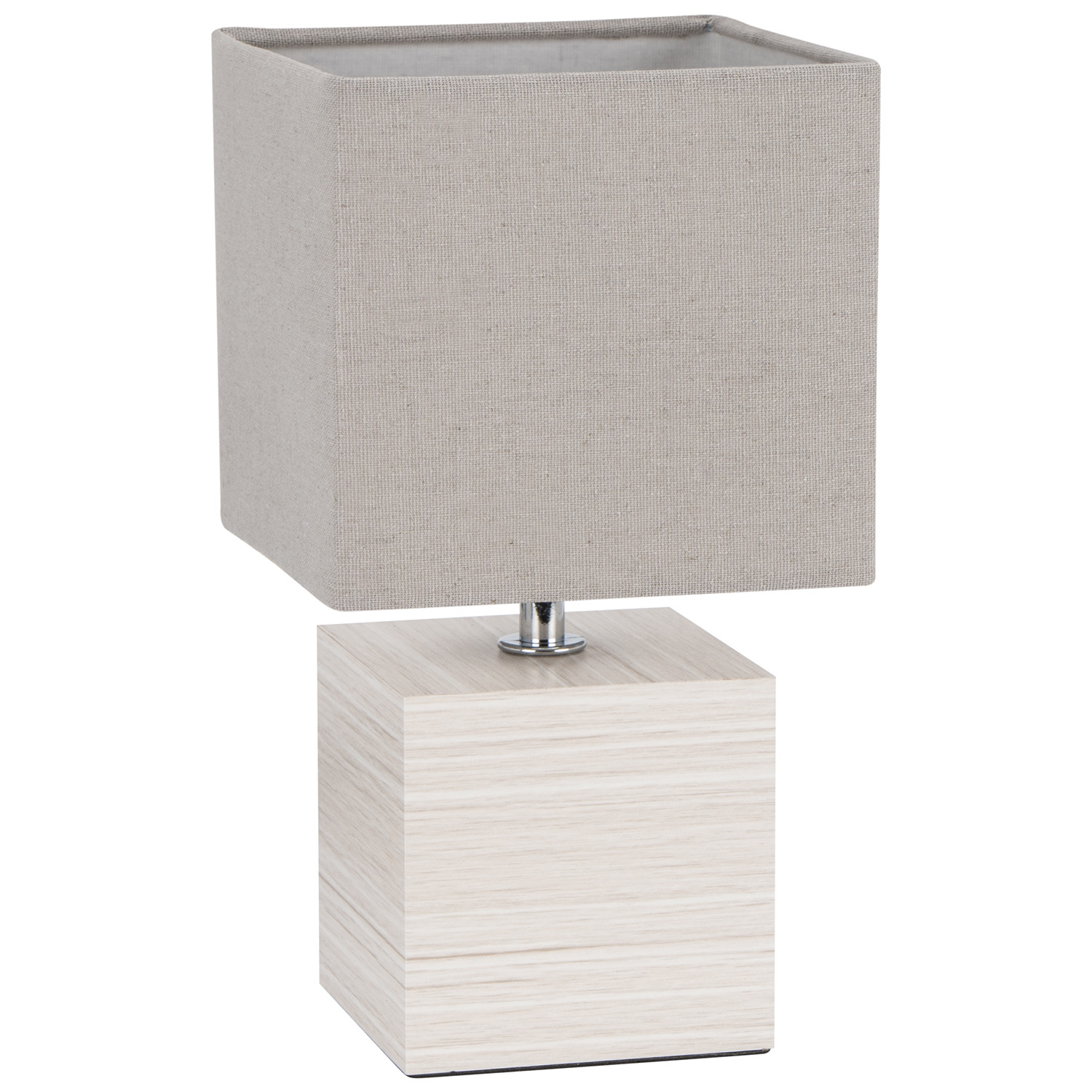 Neutral Wood Effect Square Table Lamp Image 1