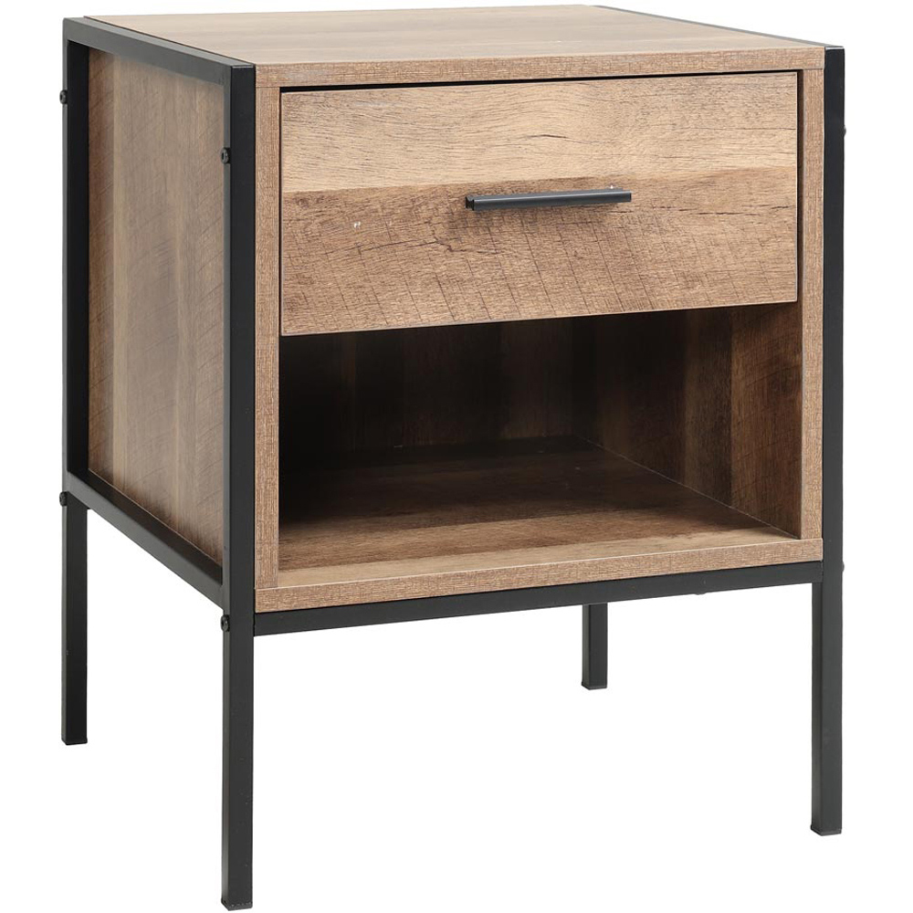 Living and Home Single Drawer Single Shelf Wooden Side Table Image 2