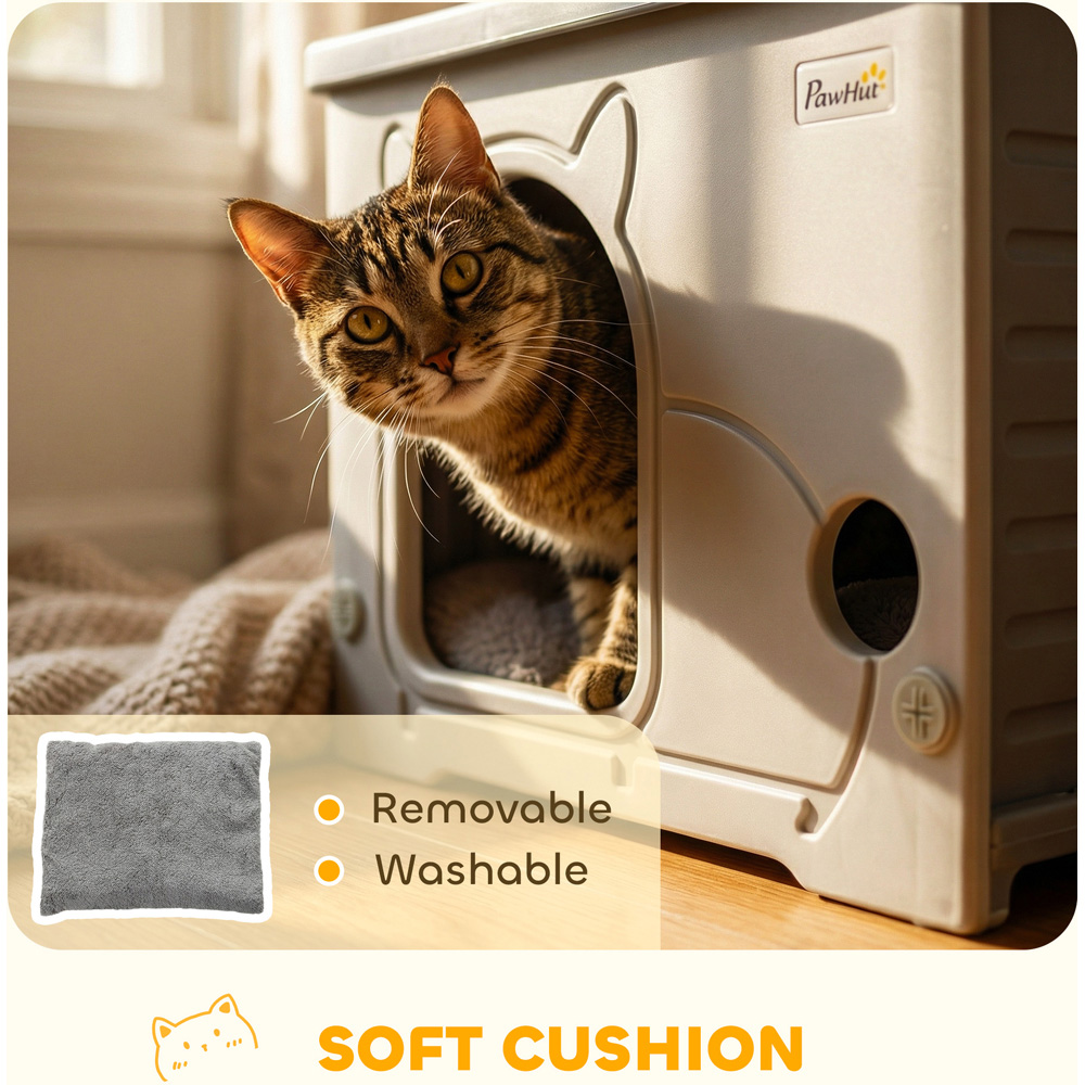 PawHut Grey Stackable Cat Bed with Removable Cushion Image 5