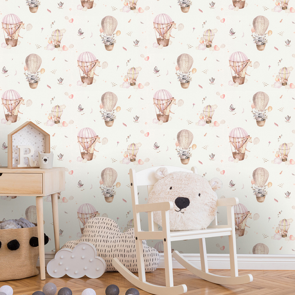 Rasch Balloon Ride Pink Wallpaper Image 2