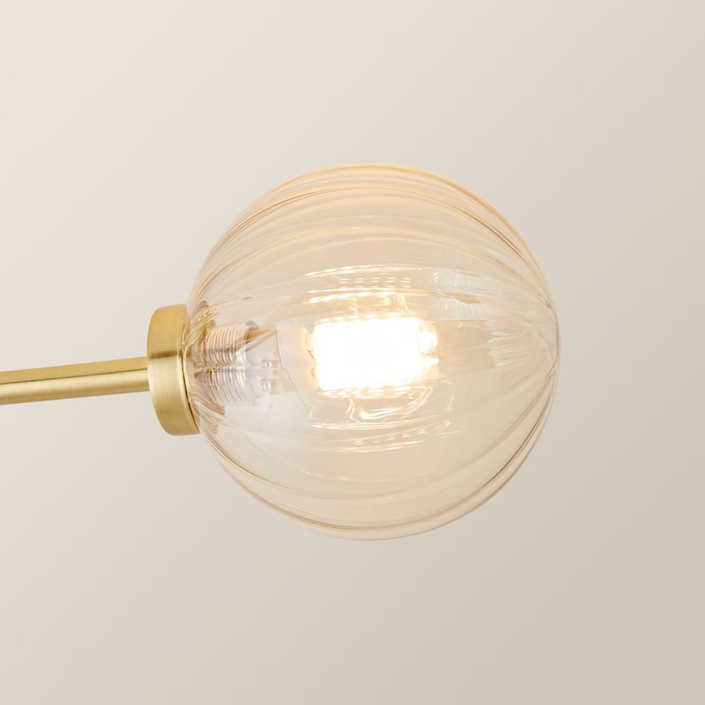 ValueLights Chessy Ribbed Glass Globe Gold Bar LED Ceiling Light Image 3