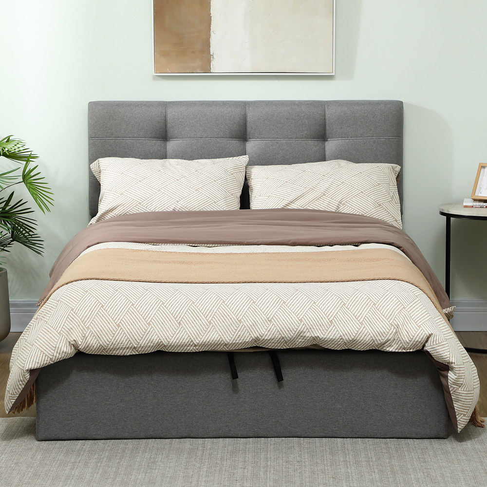 Portland Double Grey Upholstered Ottoman Bed Frame Image 3