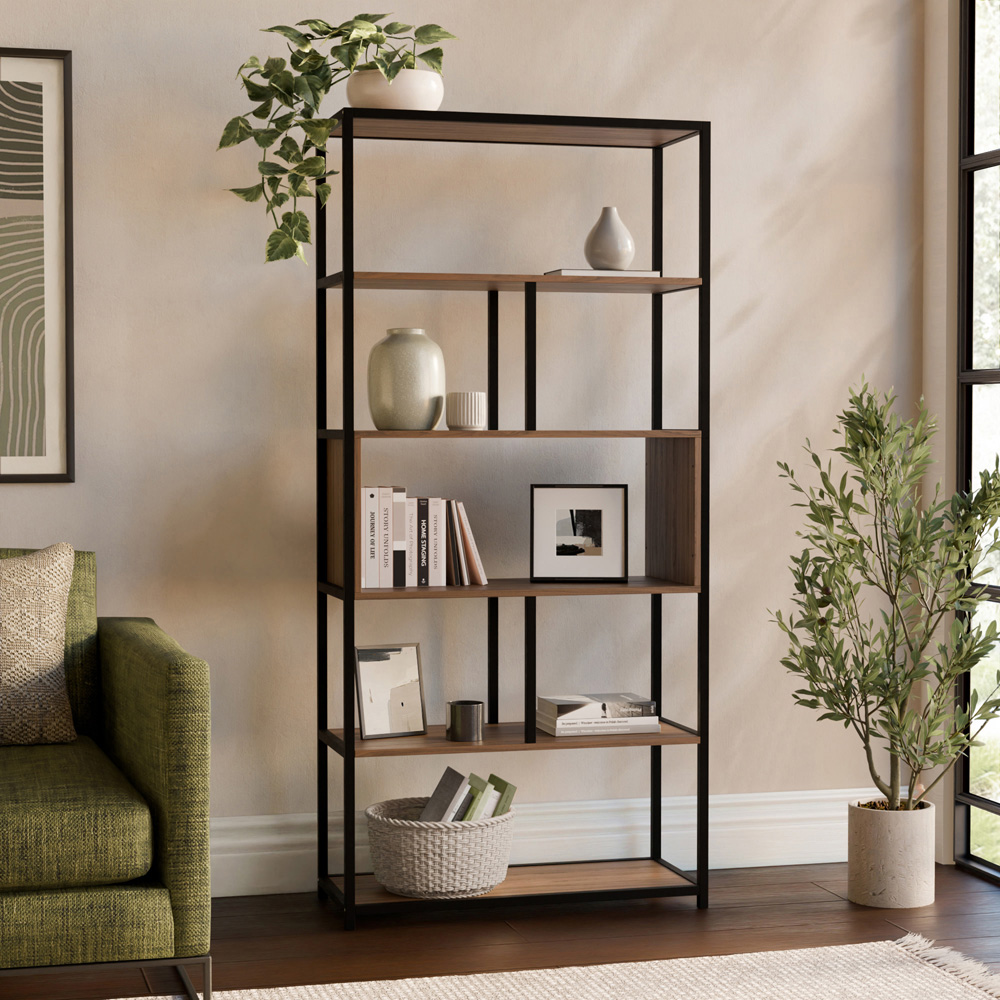 GFW Crue 5 Shelf Walnut Shelving Unit Image 7