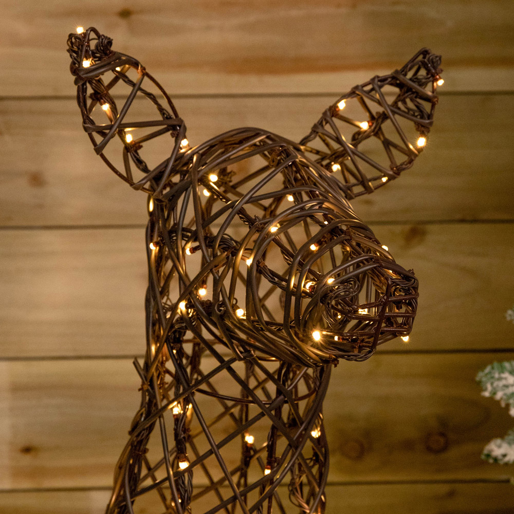 Samuel Alexander White and Warm White LED Rattan Standing Doe Christmas Decoration 130cm Image 2