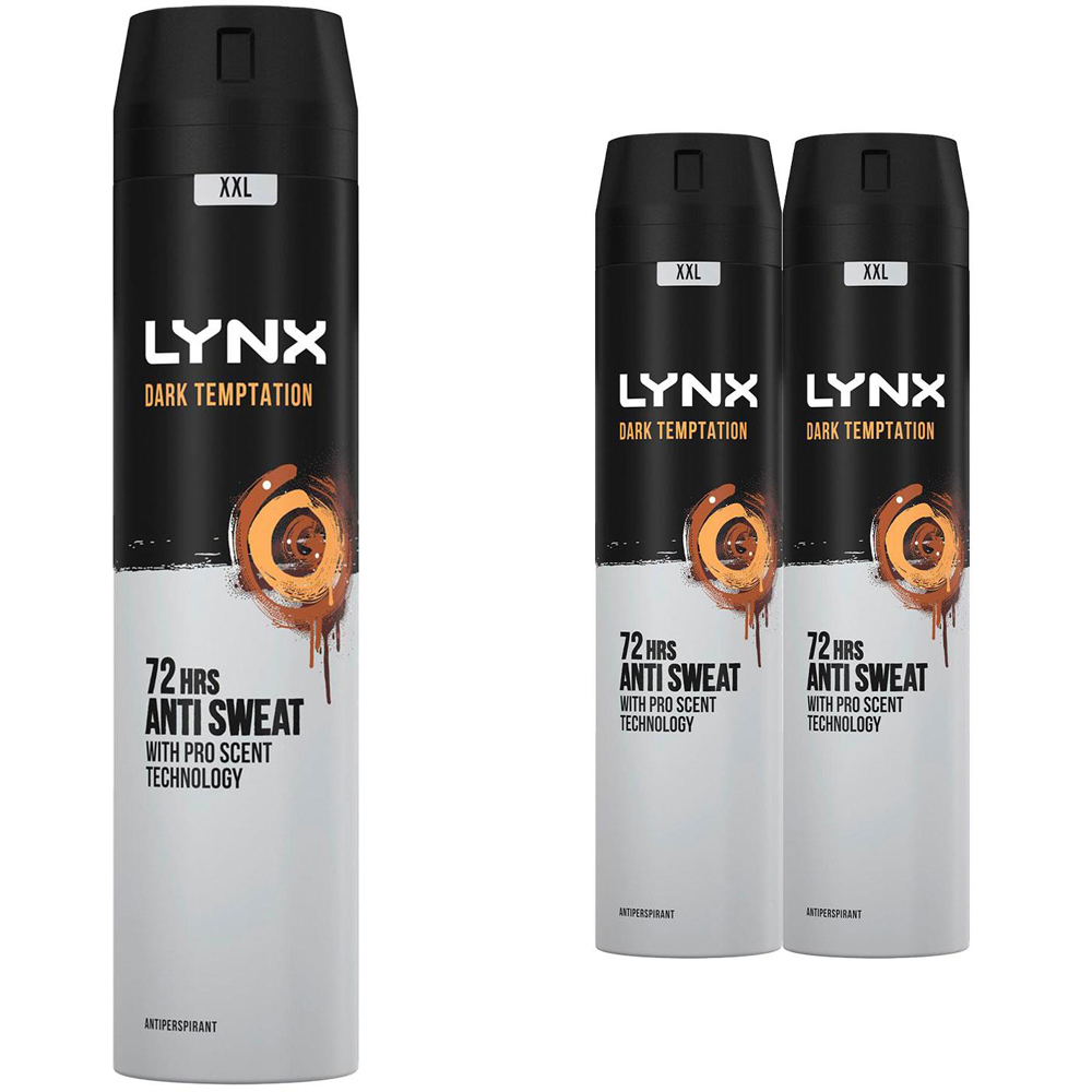 Lynx Dark Temptation 72H Protection Anti-Perspirant Deodorant Body Spray 250ml 3 Pack Image 1