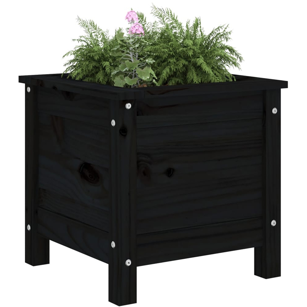 vidaXL Black Solid Pine Wood Raised Garden Planter 39 x 40 x 40cm Image 2