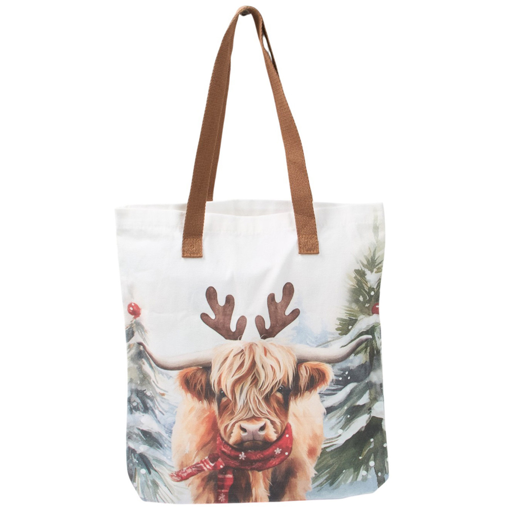Christmas Highland Cow Design Tote Bag Image 2