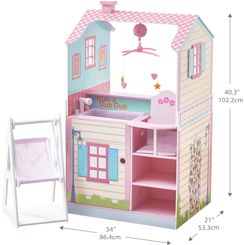 Teamson Kids Olivia's Little World Pink Classic Doll Changing Station Dollhouse Image 5