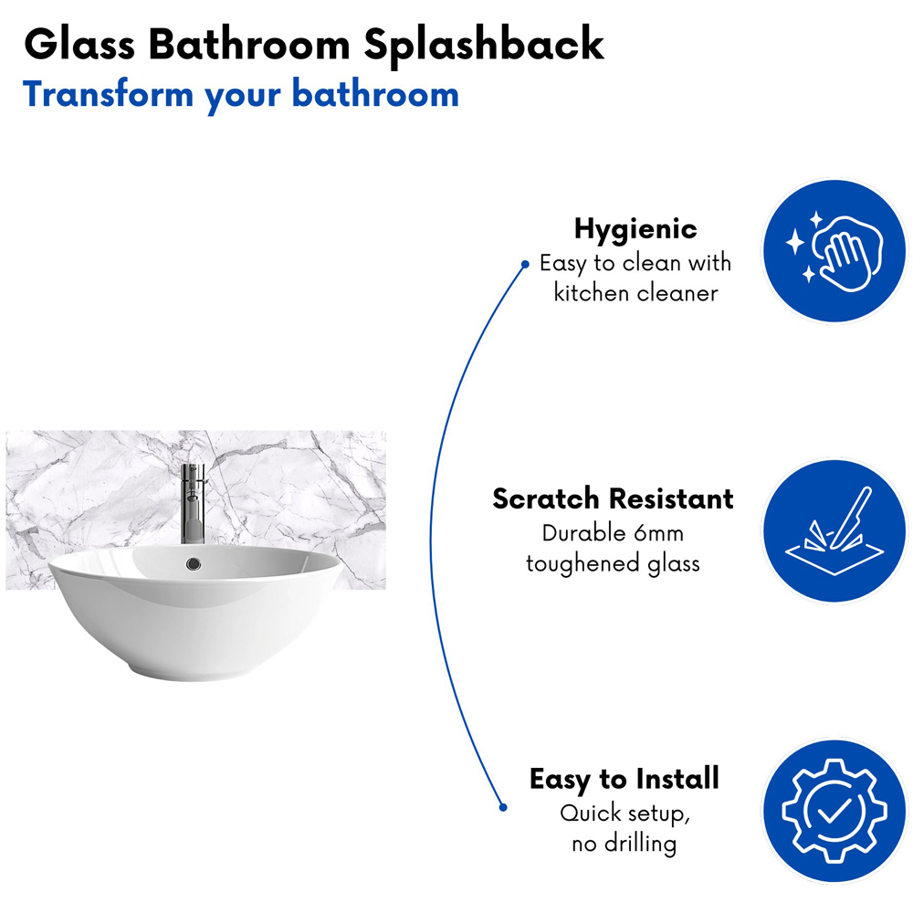 Warren Reed Designer Light Grey Marble Effect Bathroom Splashback 25 x 60cm Image 4