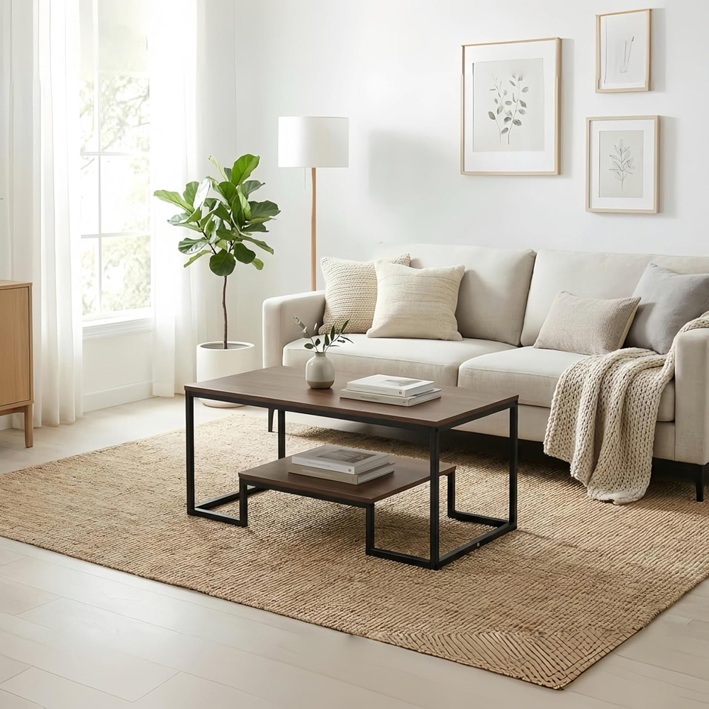 Alivio Single Shelf Brown Modern Industrial Coffee Table Image 7