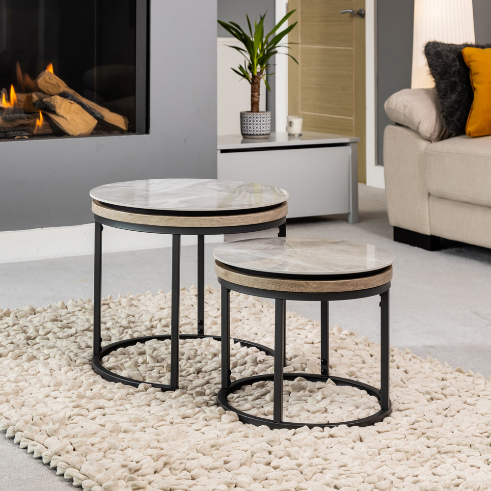 Artemis Home Stonova Grey Round Stone Nest of Table Set of 2 Image 3