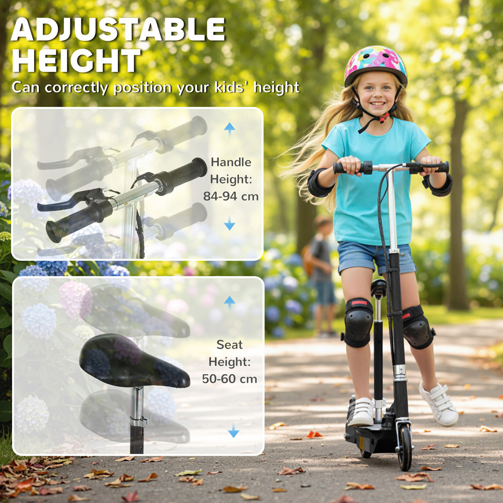Tommy Toys Black Adjustable Seat and Brake Foldable Powered Kick Scooter Image 8