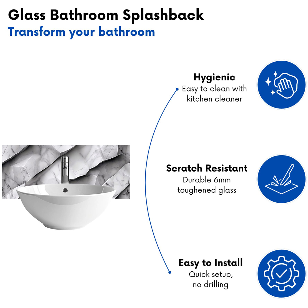 Warren Reed Designer Modern Grey Marble Effect Bathroom Splashback 25 x 60cm Image 4