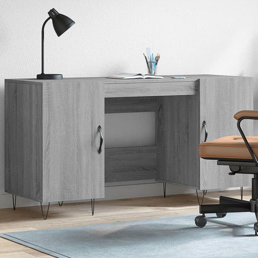 vidaXL 2 Door Computer Desk Grey Sonoma Image 1