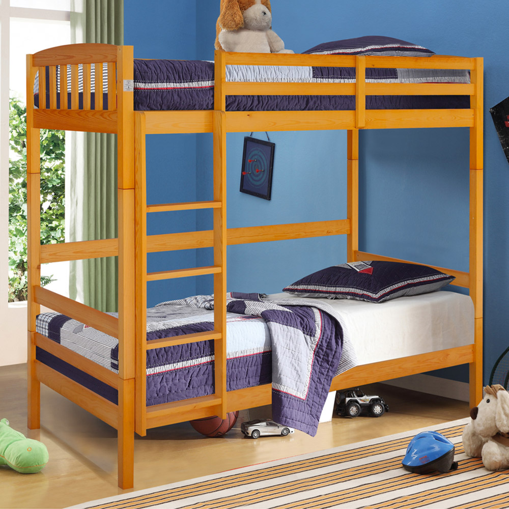 Comfy Living Caramel Detachable Wooden Bunk Bed Image 1