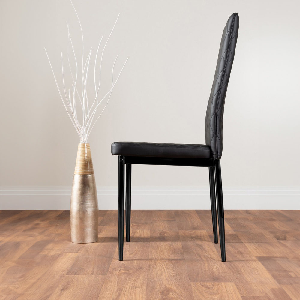 Furniturebox Fira Valera Wood Effect 4 Seater Round Dining Set Brown and Black Image 4