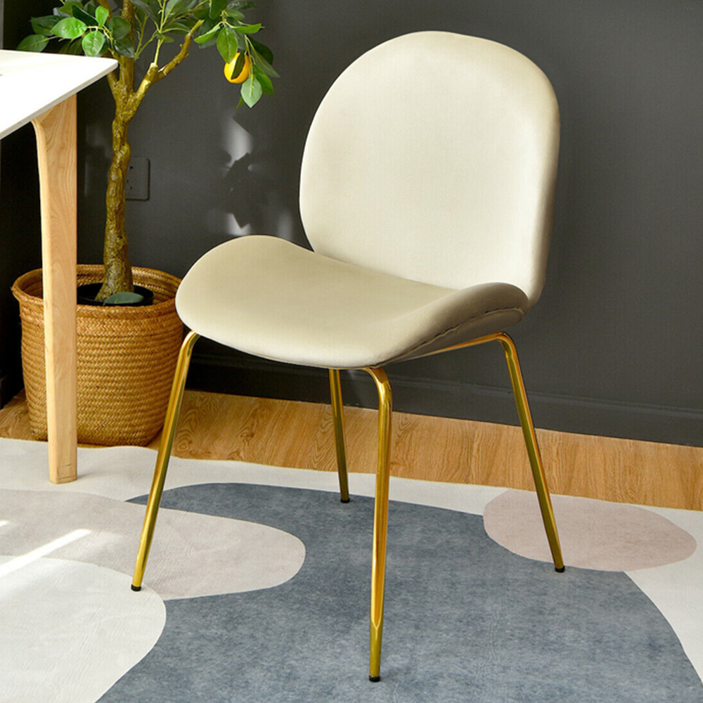 Costway Set of 2 Beige Velvet Dining Chair Image 1