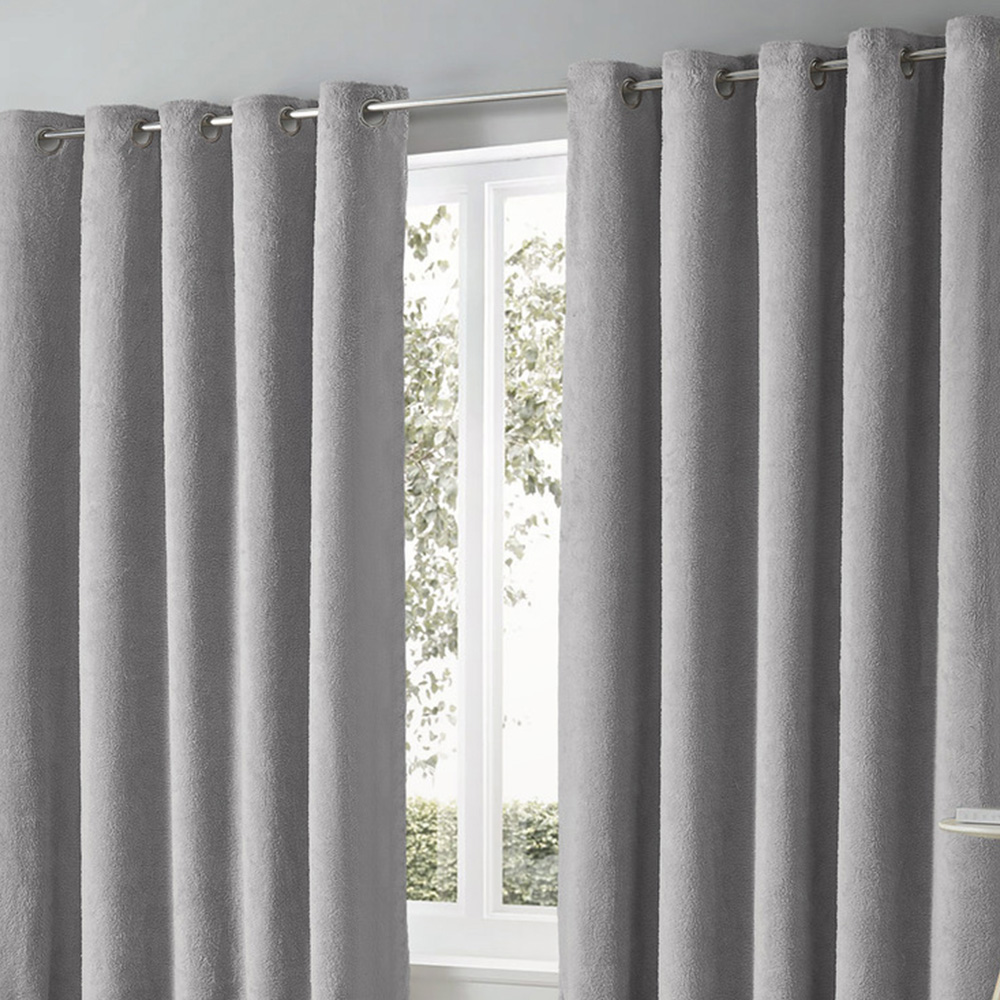 Velosso Teddy Grey Eyelet Curtains 168 x 229cm Image 3