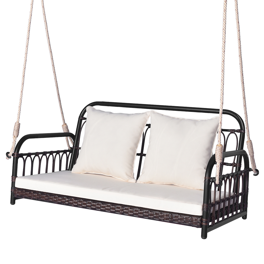 Costway 2 Seater White Garden Swing Chair Image 2
