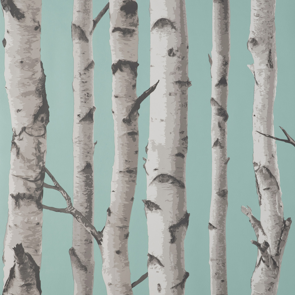 Fine Decor Birch Trees Blue Wallpaper Image 1