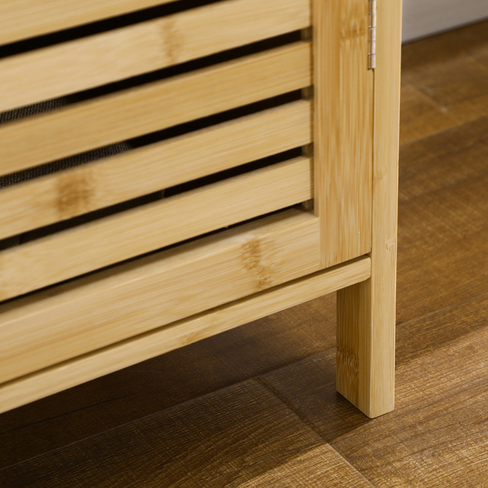 Portland 3 Door Natural Rustic Adjustable Slatted Shoe Cabinet Image 3
