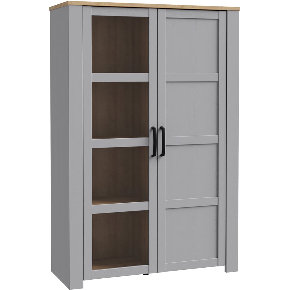 Florence Bohol 2 Door Grey Riviera Oak Display Cabinet Image 2