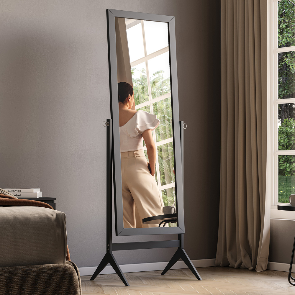 Vida Designs Nishano Black Rectangle Cheval Mirror Image 2