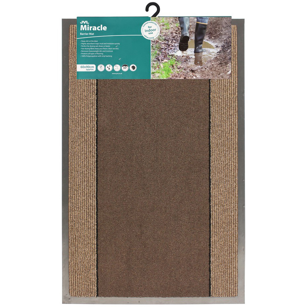 JVL Miracle Barrier Mat Brown 60 x 90cm Image 2