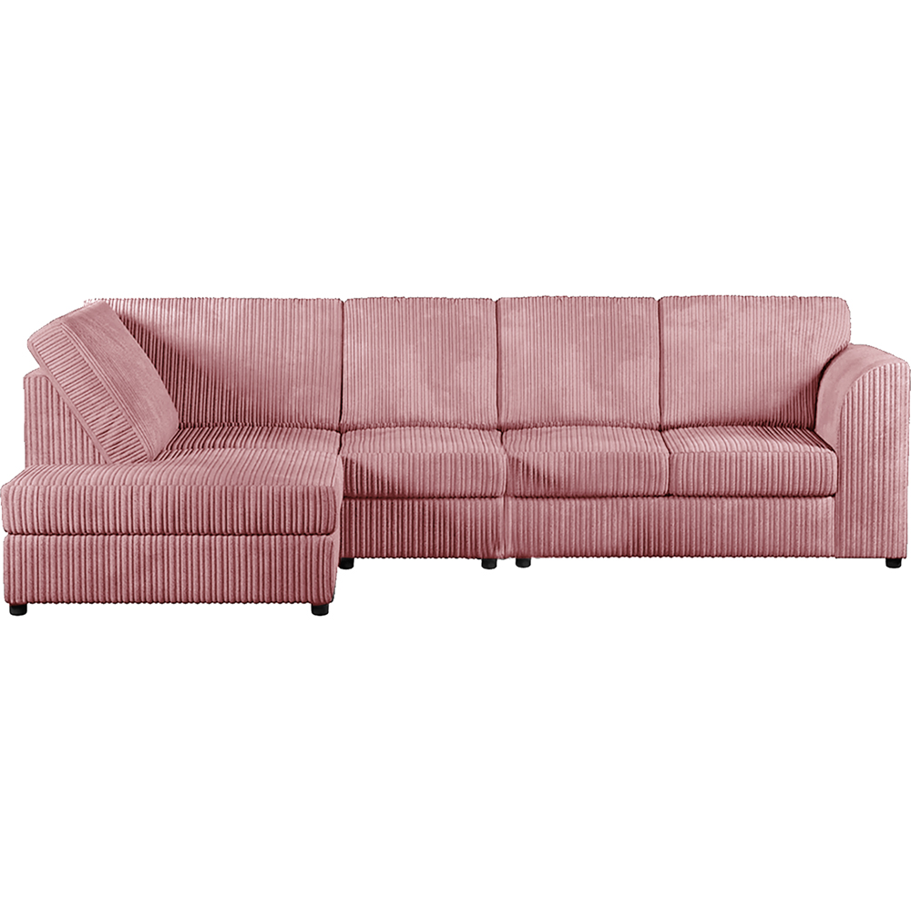 Luxor 4 Seater Pink Jumbo Cord Left Hand Facing Full Back L Shaped Corner Sofa Set Image 2