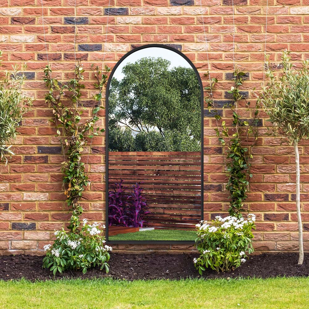 MirrorOutlet The Arcus Black Framed Arched Garden Wall Mirror 180 x 90cm Image 6