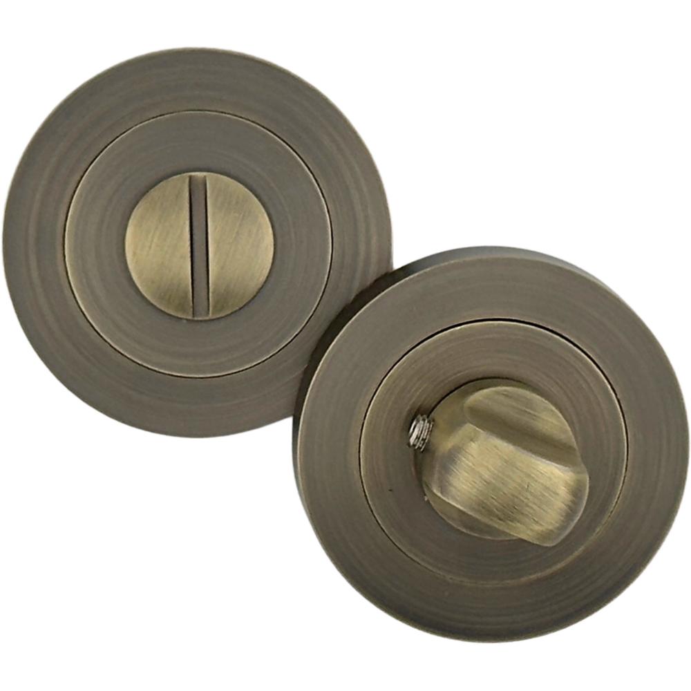AXS Hardware Dakota Antique Brass Knurled Bathroom Door Handles on Rose 2 Pack Image 5
