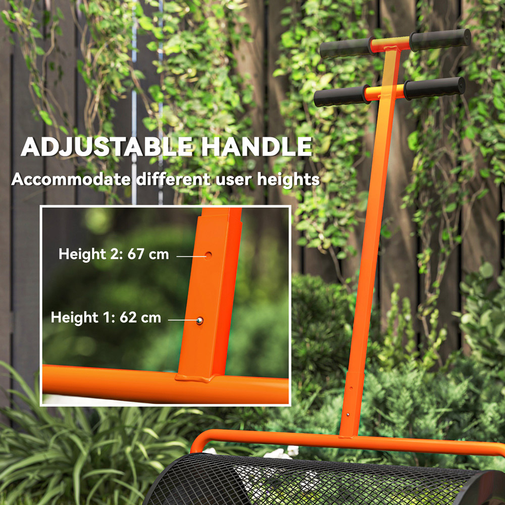 Outsunny Orange and Black Compost Spreader with Adjustable Handle 300L Image 6