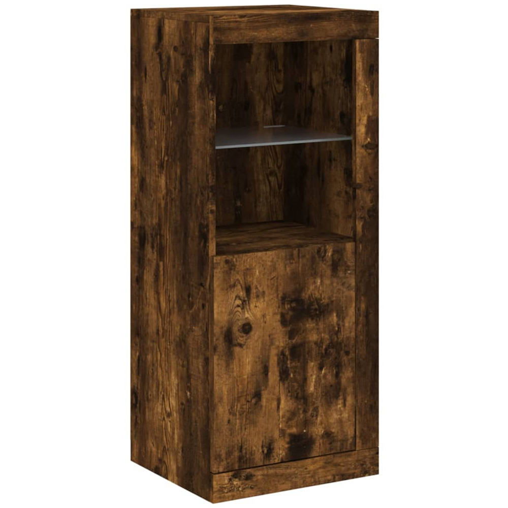 vidaXL 2 Door 12 Shelf Smoked Oak Wide Sideboard with LED Lights 3 Piece Image 7