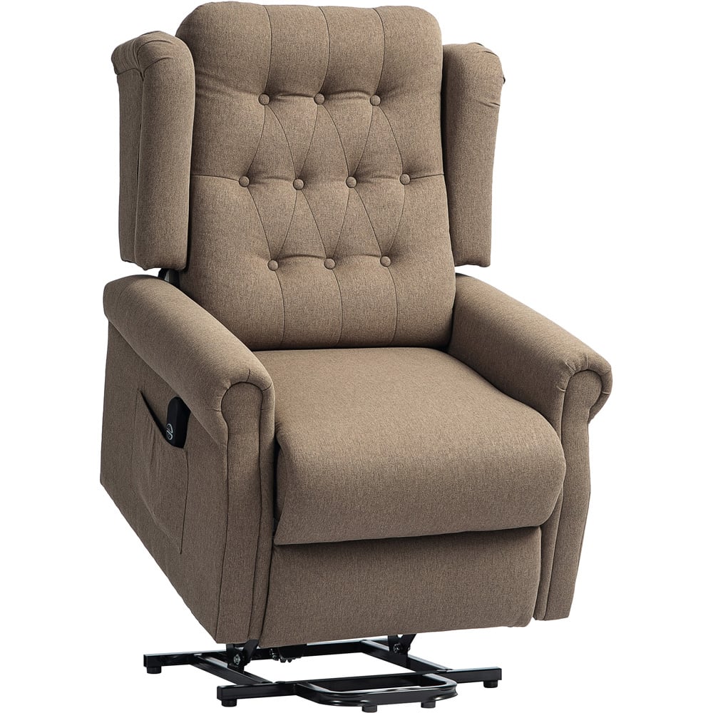 HOMCOM Dark Brown Wingback Button Tufted Electric Power Lift Elderly Recliner Armchair Image 2