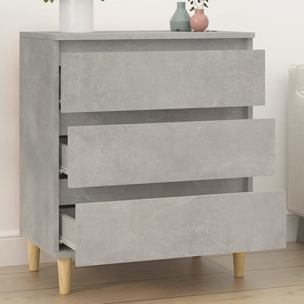 vidaXL 3 Drawer Concrete Grey Sideboard Image 1
