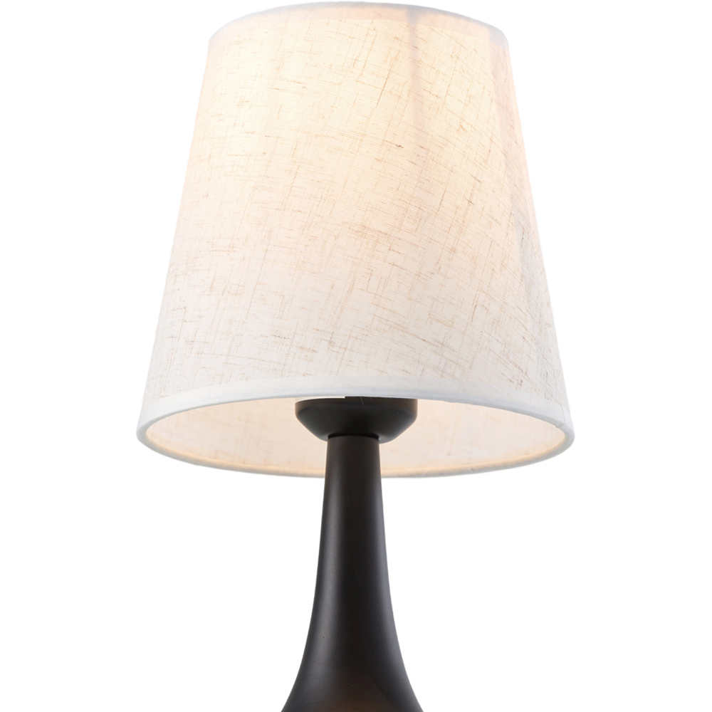 Living and Home Small Black and Ivory Linen Shade Iron Base E27 Table Lamp Image 4