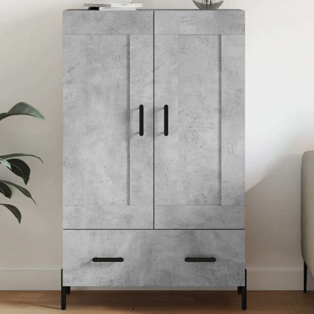 vidaXL 2 Door Single Drawer Concrete Grey Highboard Image 1