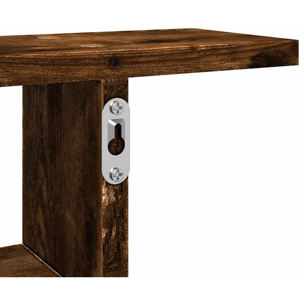 vidaXL Set of 2 3 Shelf Smoked Oak Floating Wall Shelf Image 9