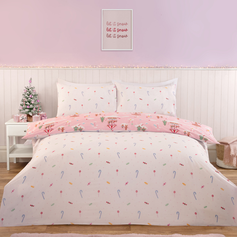 Gingerbread Fairground Duvet Set Pink Single Image 2