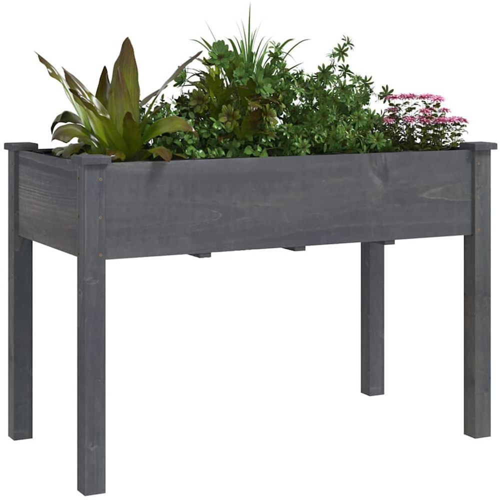 vidaXL Grey Fir Wood Garden Planter with Liner 76 x 59 x 118cm Image 2