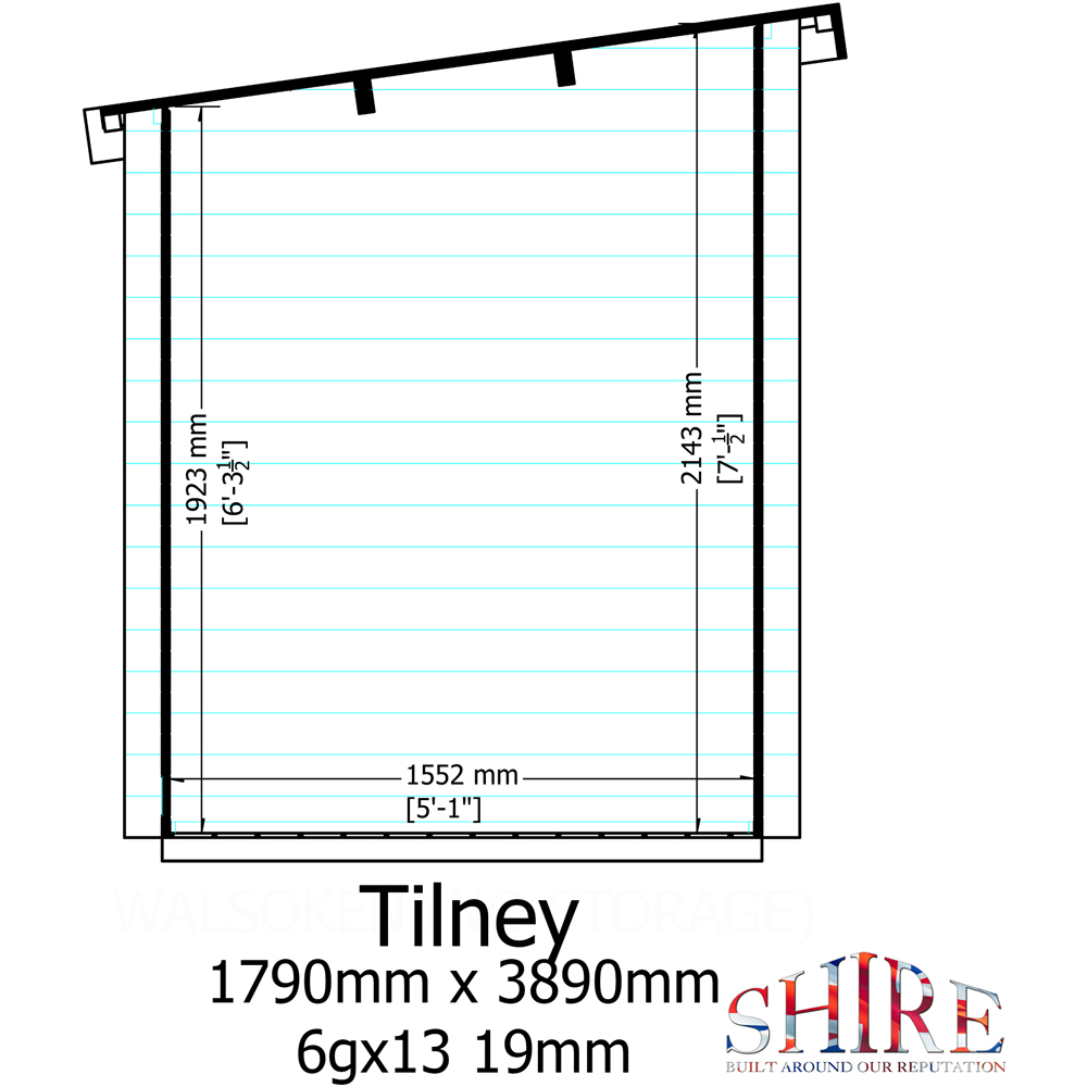 Shire Tilney 6 x 13ft Pent Garden Log Cabin Image 7