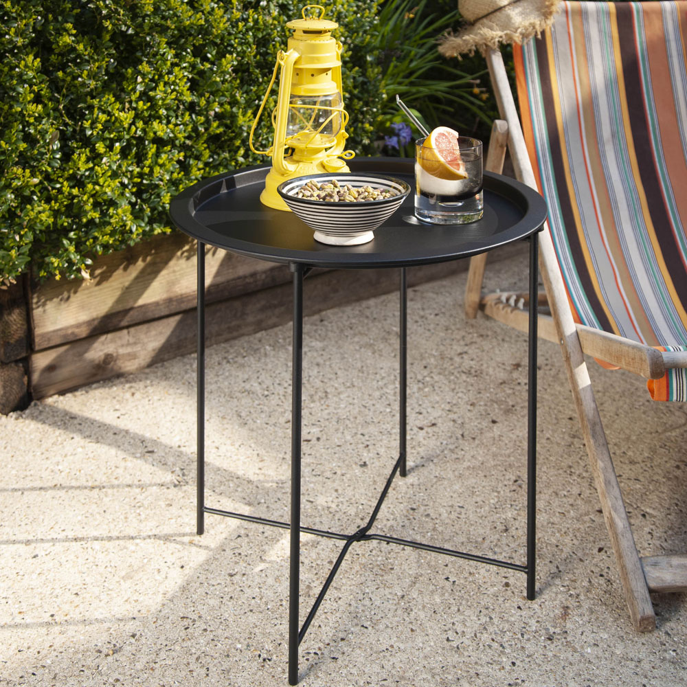Noa and Nani Solid Black Foldable Garden Tray Table Image 5
