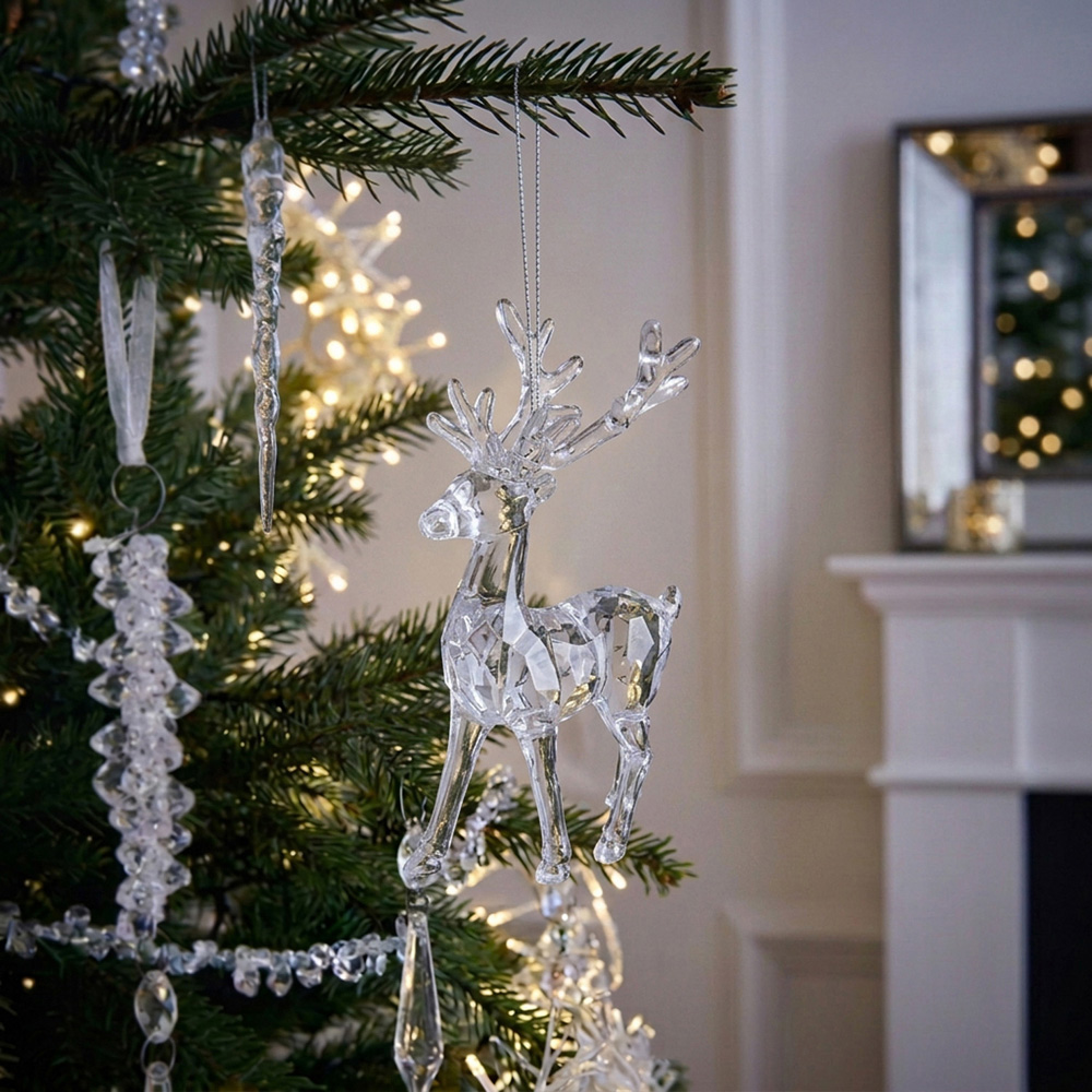 Frosted Fairytale Clear Hanging Reindeer Single Ornament Image 2