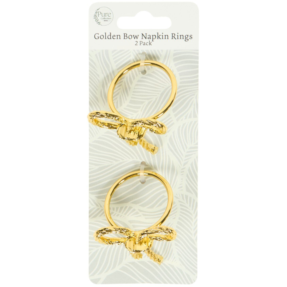Pack of 2 Bow Napkin Rings Gold Image 1