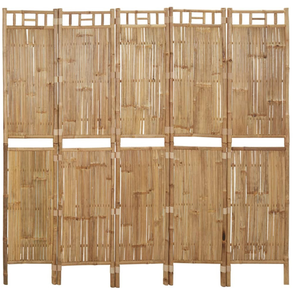 vidaXL Bamboo 5 Panel Room Divider 200 x 180cm Image 2