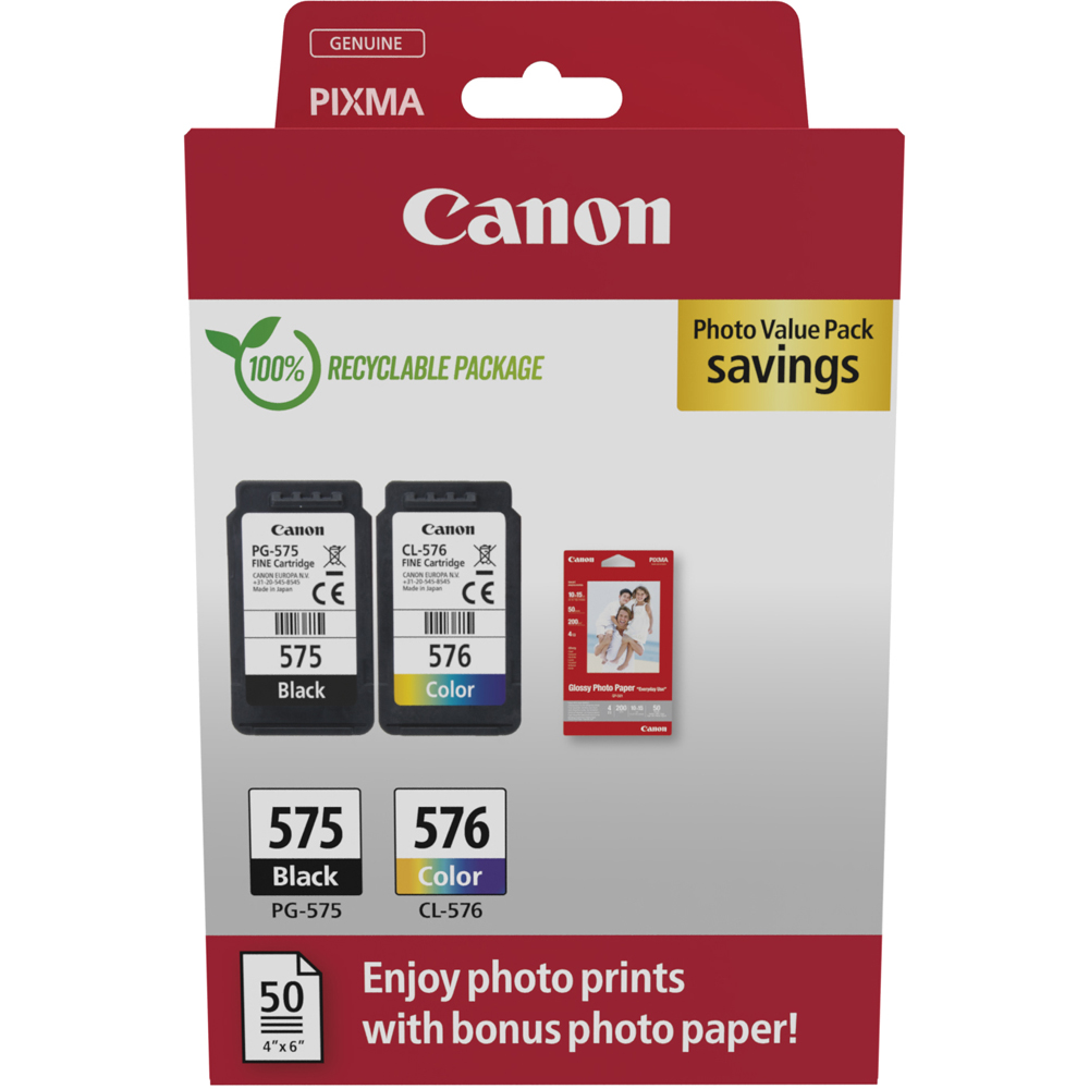 Canon PG-575/CL-576 Photo Value Pack Inkjet Cartridge Image