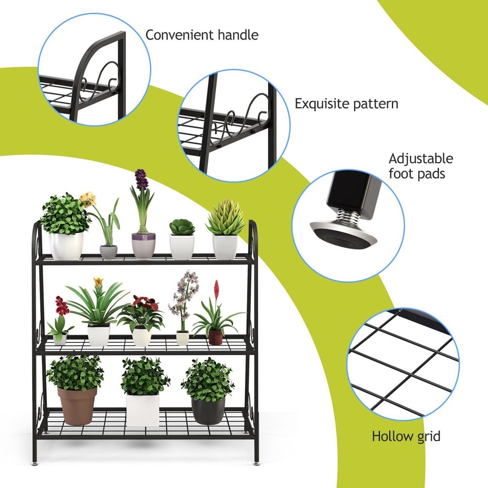 Costway 3 Shelf Metal Plant Stand Image 5