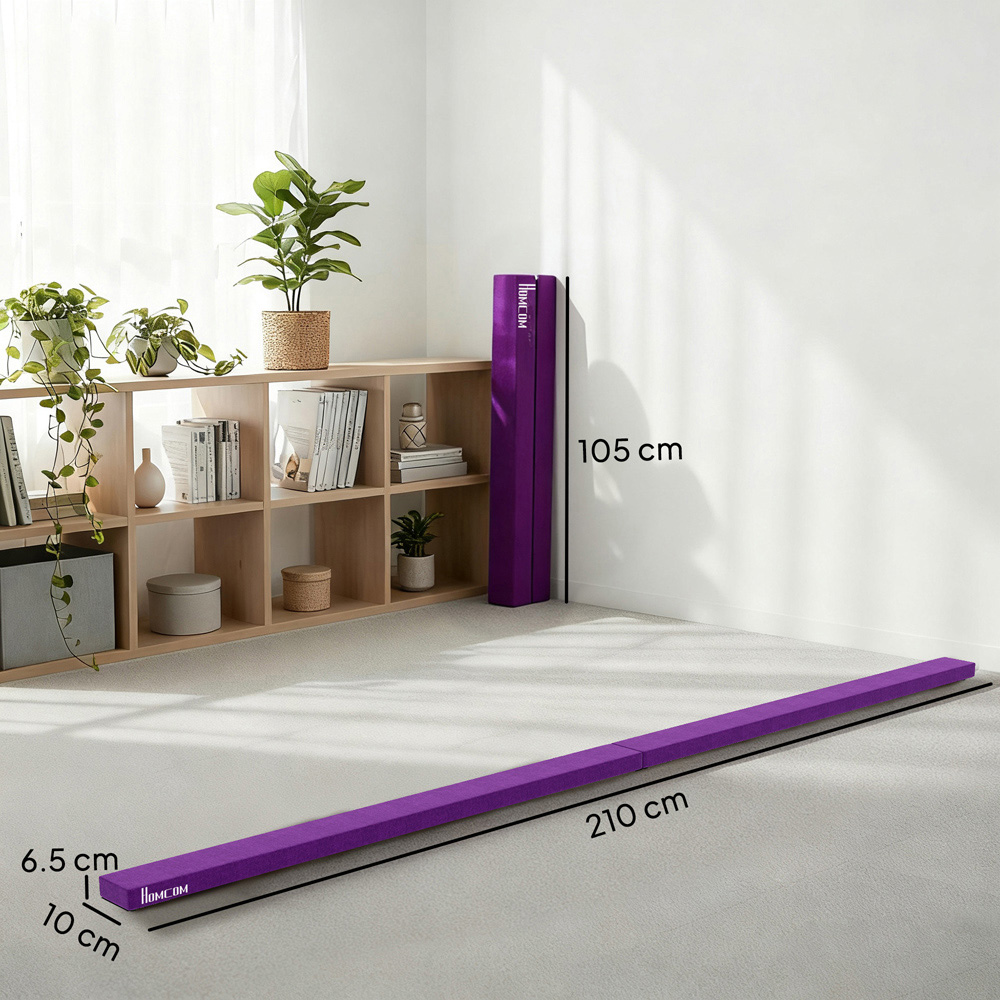 HOMCOM Purple Foldable Gymnastics Balance Beam 240cm Image 9