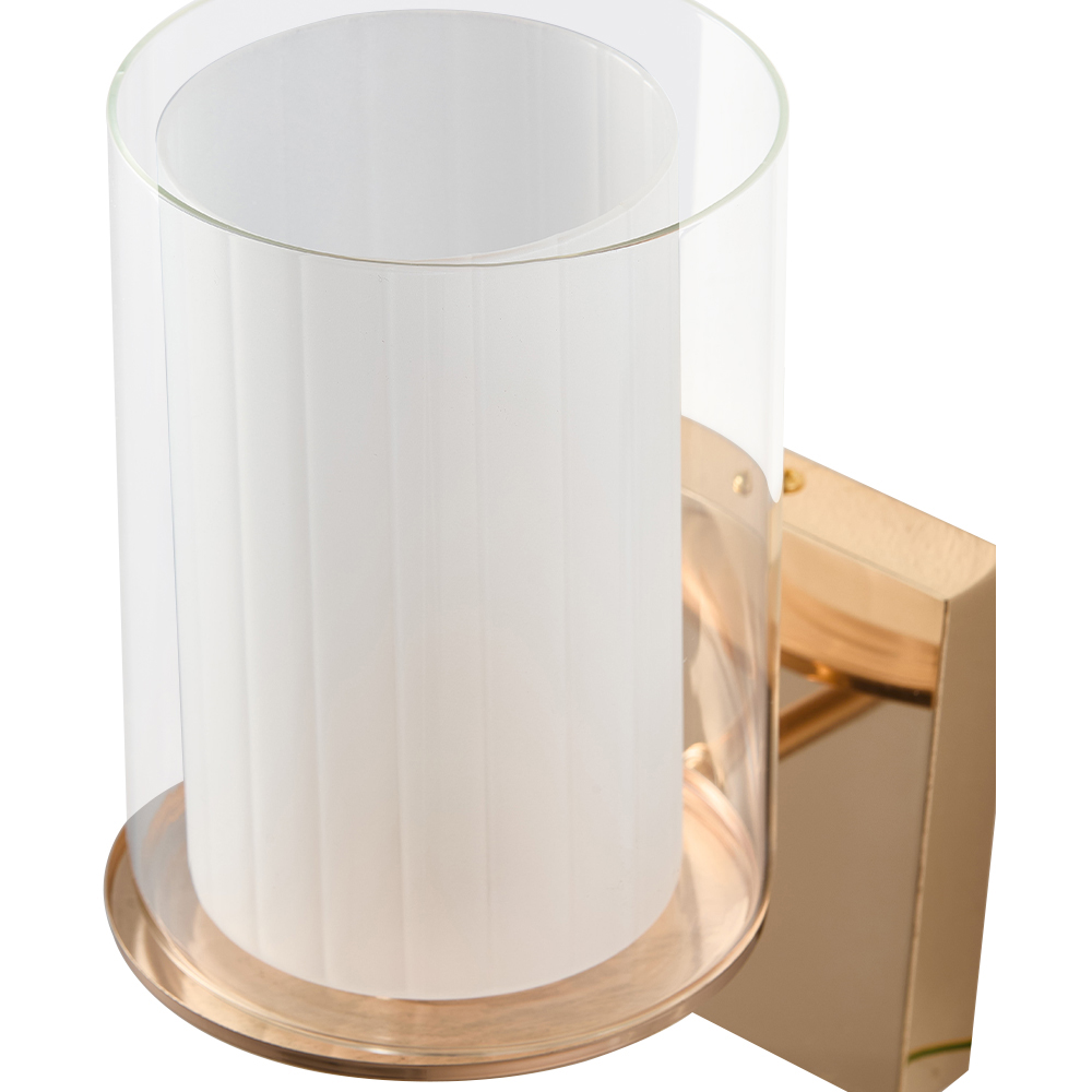 Living and Home Gold Glass Cylinder Shade G9 Wall Light Image 3